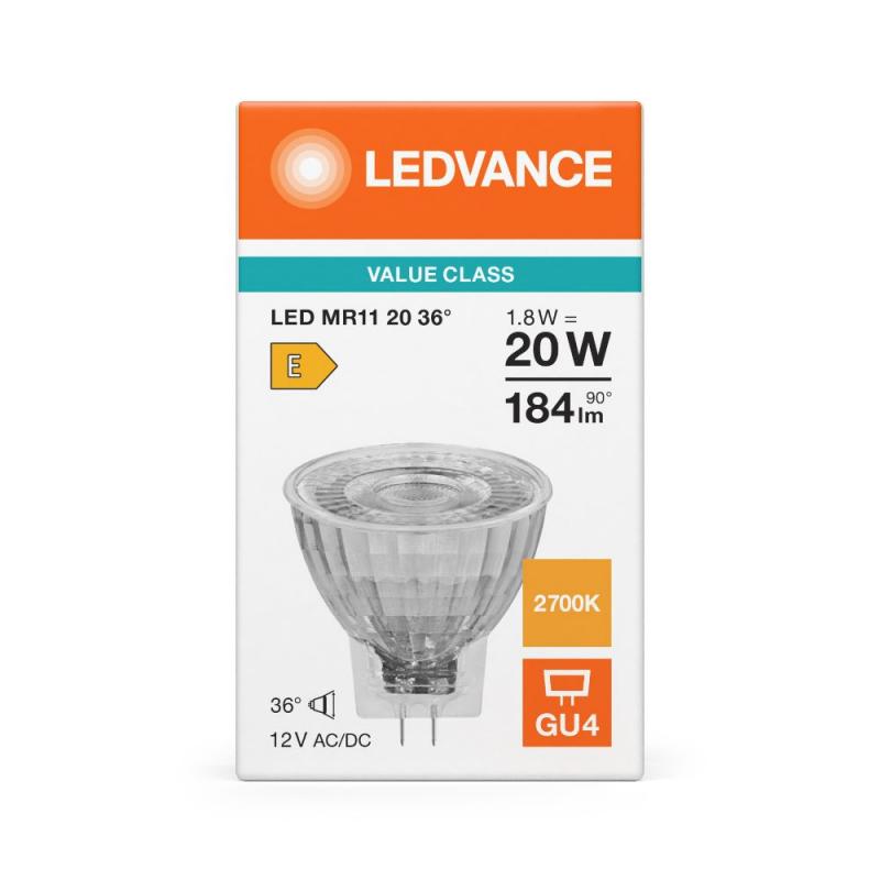 Ledvance GU4 MR11 36° 1,8W wie 20W warmweißer LED-Reflektor 2700K 12V
